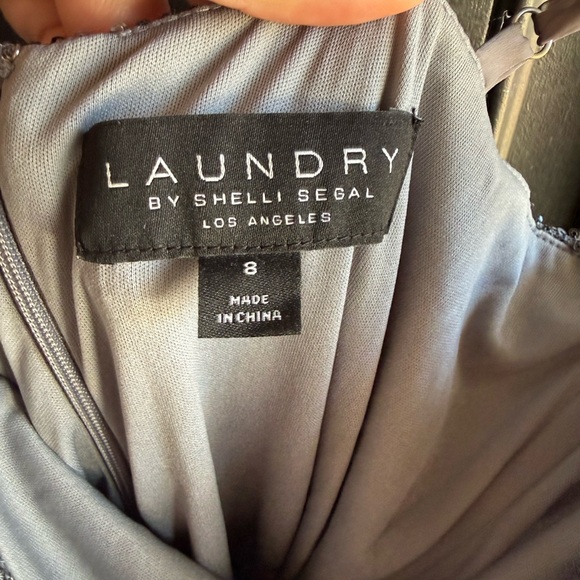 Laundry by Shelli Segal women's grey and silver sequin cowl neck dress Size 8 - Picture 9 of 12